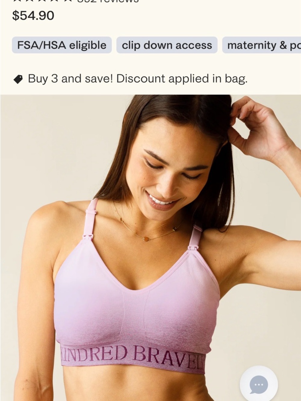 Kindred Bravely Light Lavender Clip-Down Nursing Sports Bra